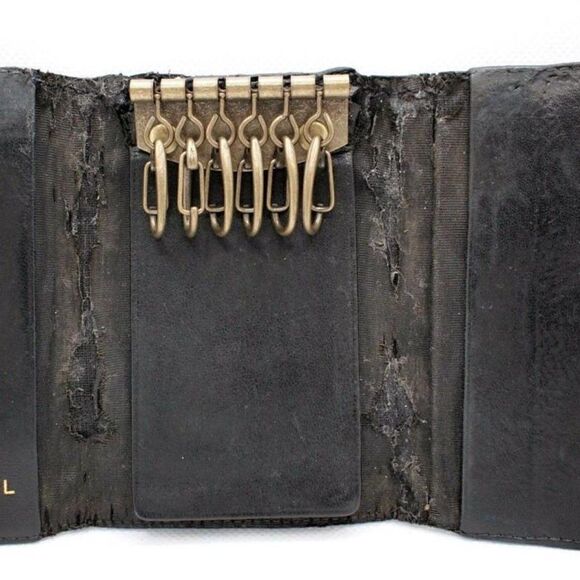 CHANEL CAVIAR SKIN CC LOGO KEY CASE HOLDER WALLET BLACK - Picture 7 of 11